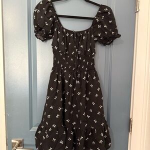 Black Floral Puff Sleeve Dress